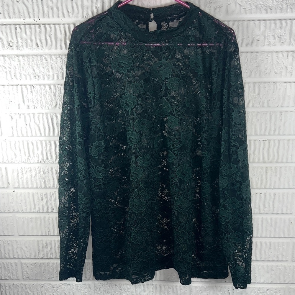 Lane Bryant Green Lace Top